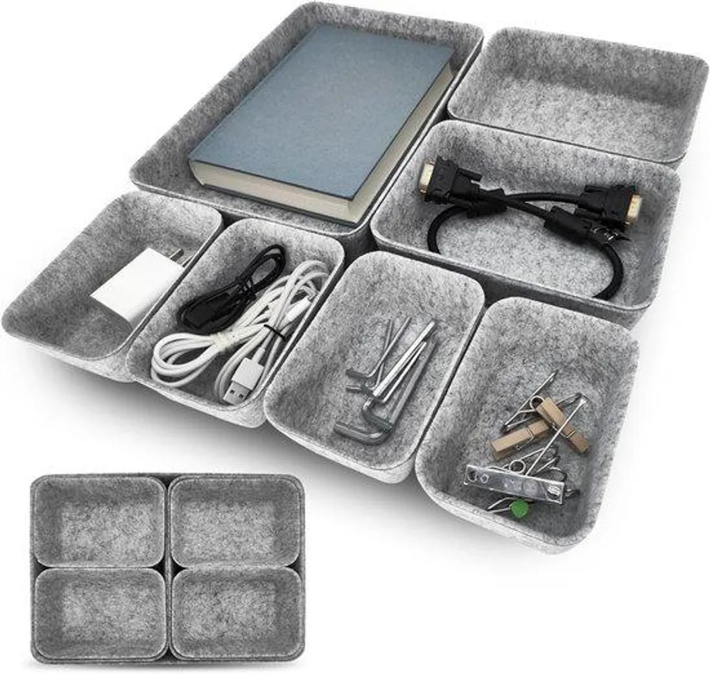 Kit de rangement pour coffre 7 pièces gris clair tapis en polyester