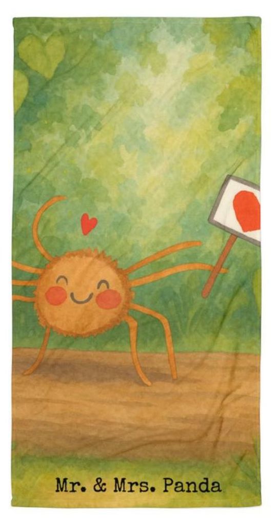 Mr. & Mrs. Panda Duschhandtuch Spinne Agathe Motivation Design - Weiß - Geschenk, Glück, Strandtuch, Dankeschön, Vertrauen, Großes Badehandtuch...