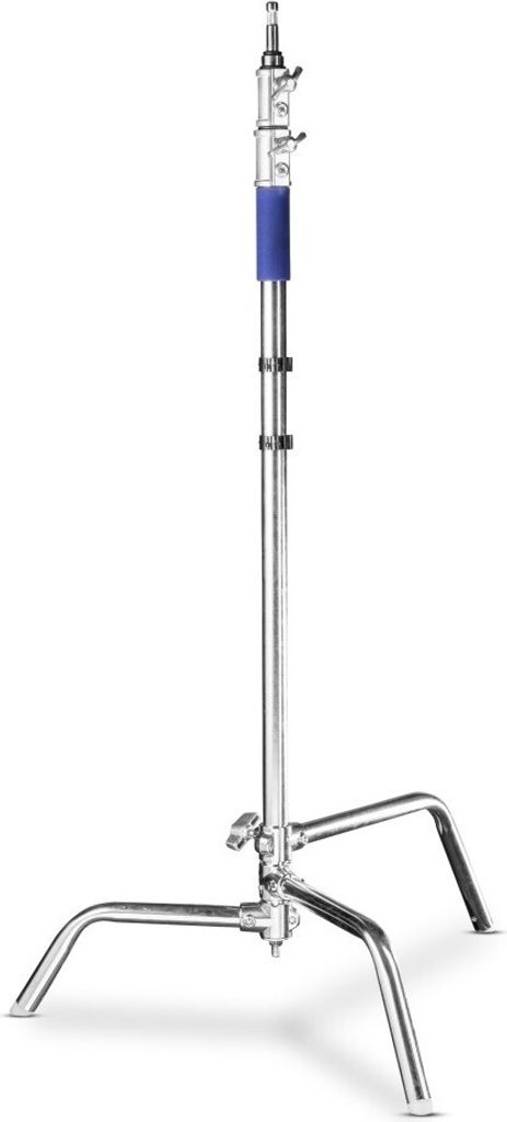 Walimex pro Lampenstativ mit verstellbarem Fuß – silberfarben – 750 x 750 x 1400 mm – Tragkraft bis 11 kg – mit 5/8" Spigot – Century St...