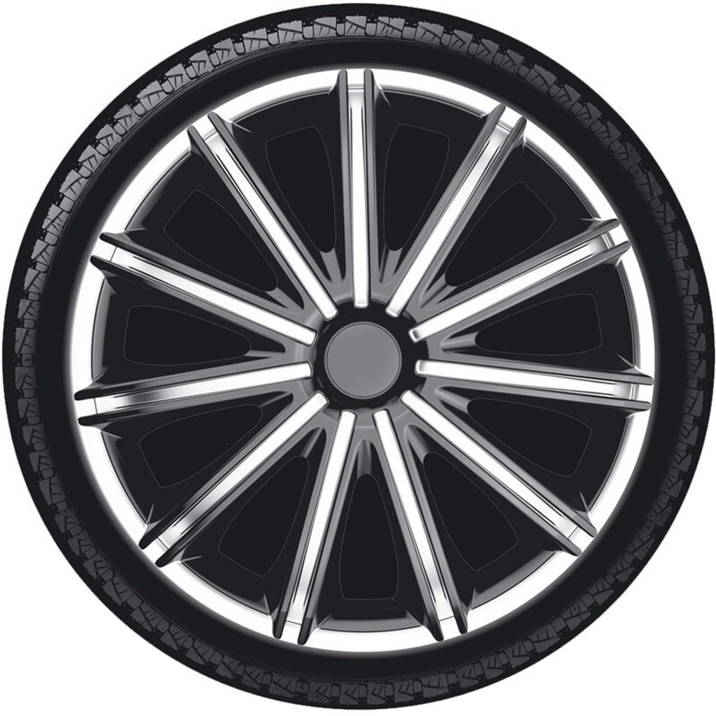 15" Zoll Radkappen Schwarz/Silber Radzierblenden Radblenden Produktbild 