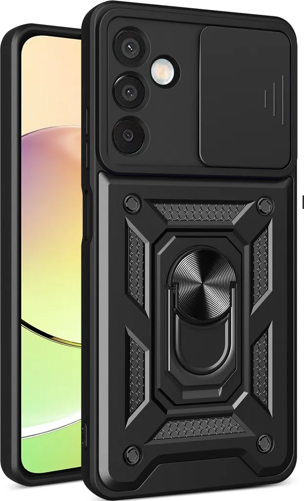 Custodia Samsung Galaxy A36 Nero con Anello e Protezione Fotocamera