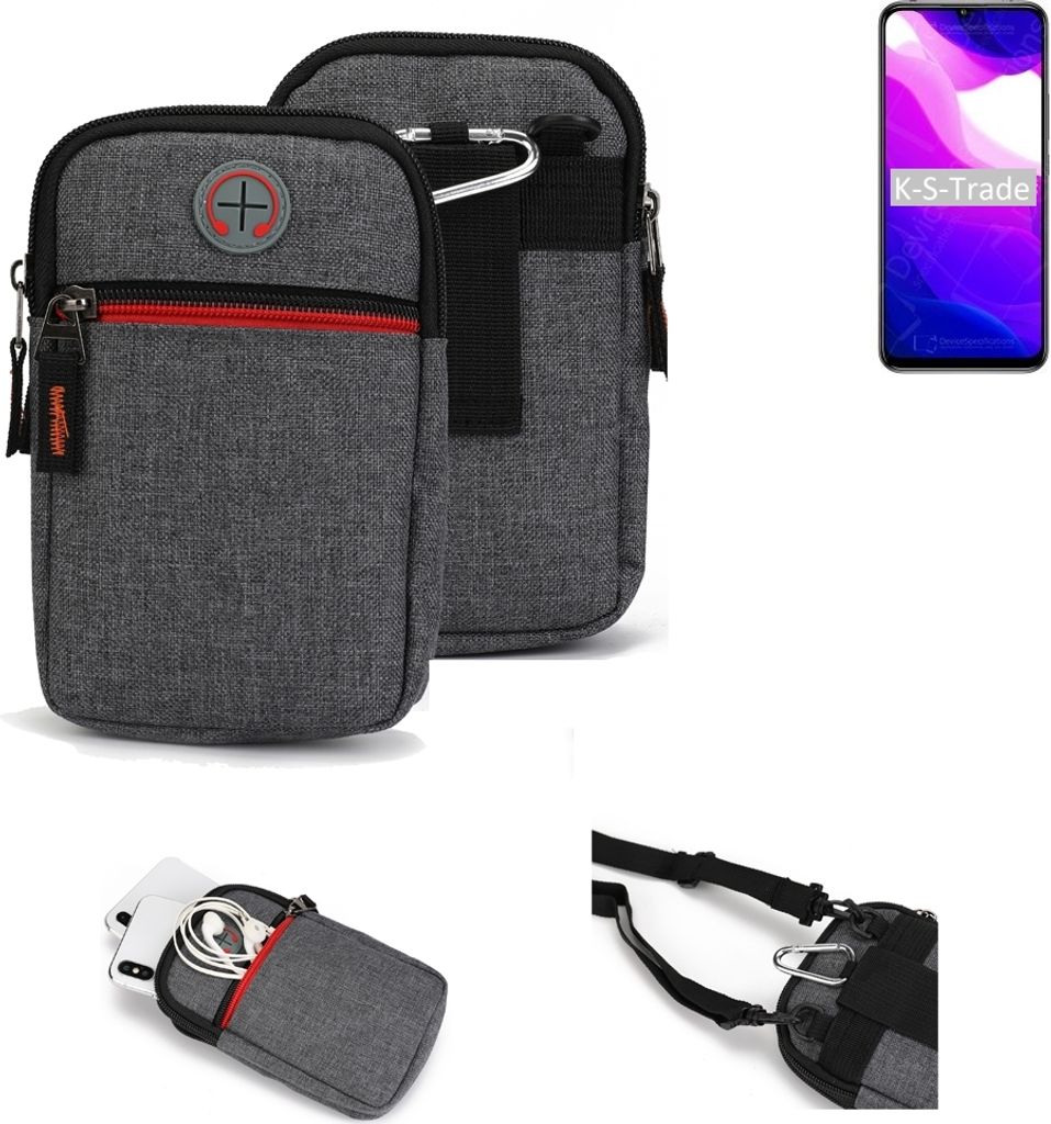 K-S-Trade Holster Gürteltasche kompatibel mit Xiaomi Mi 10 Lite 5G Handy Tasche Schutz Hülle grau Zusatzfächer 1x