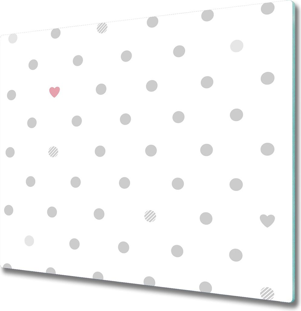 Glas Herdabdeckplatte 60x52 cm Spritzschutz Glasabdeckplatte Schneidebrett Punkte und Herzen