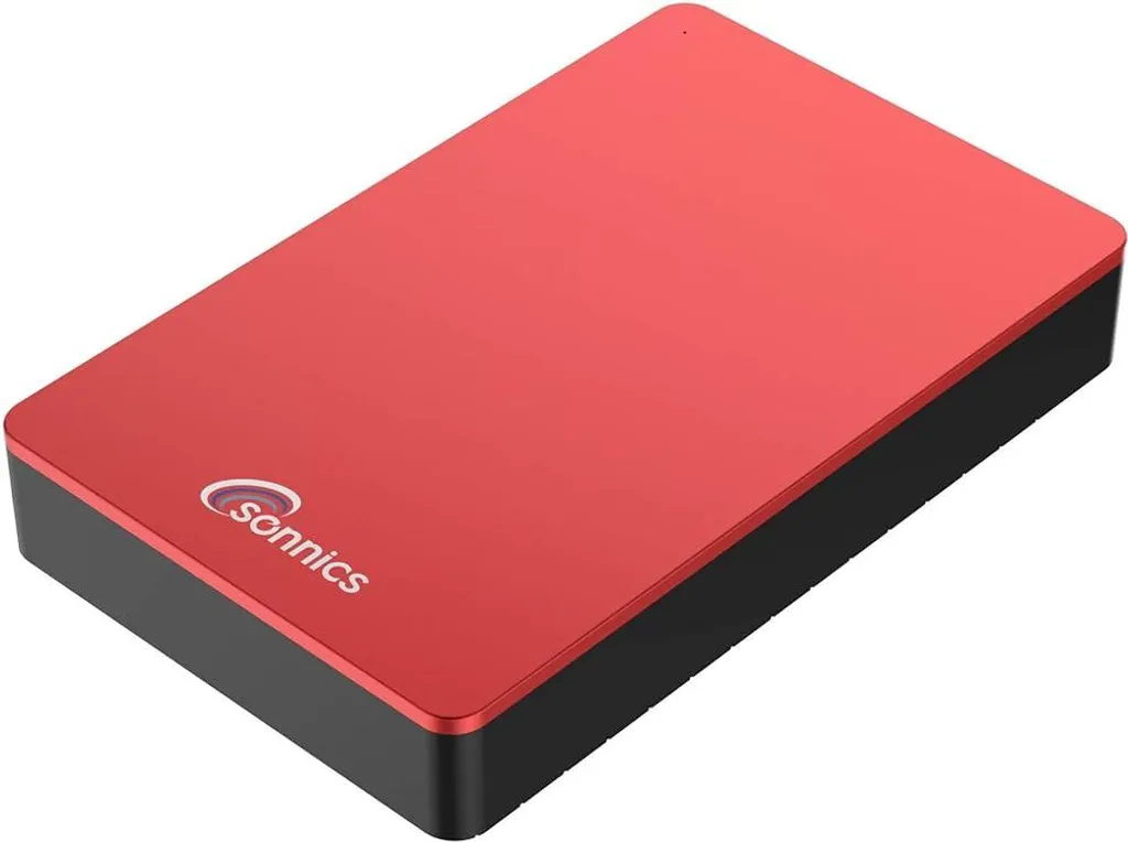 Disque dur portable Sonnics rouge 3,5 pouces avec boîtier métal