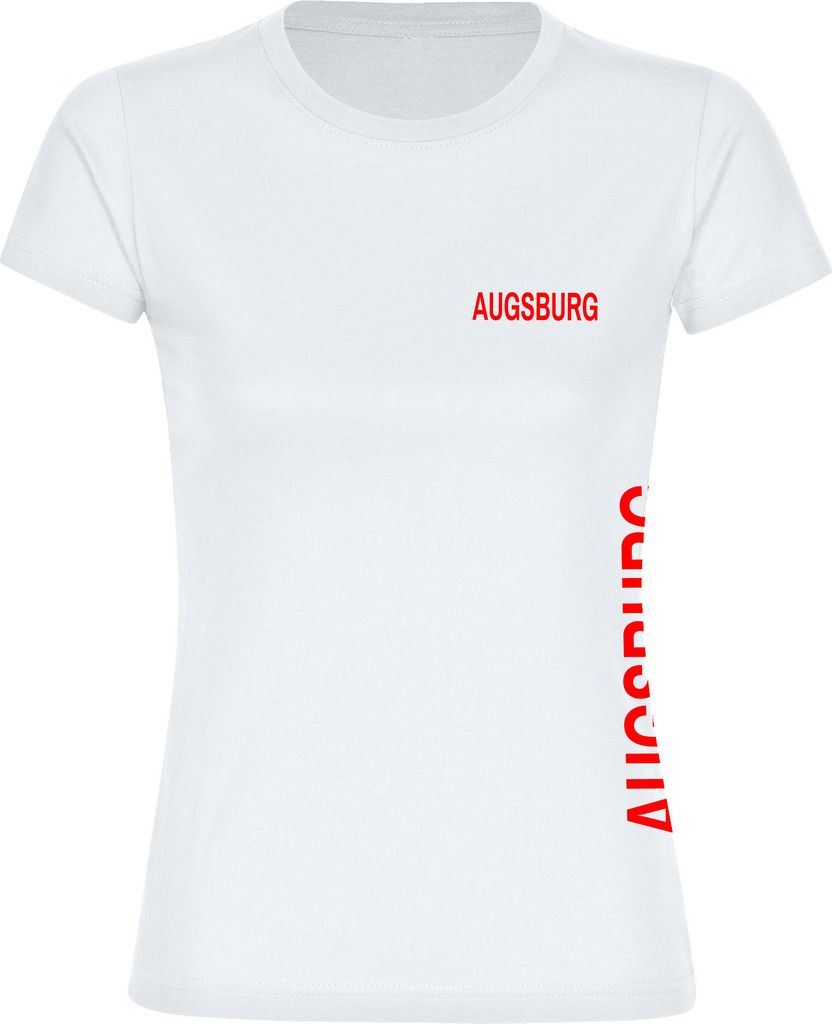 multifanshop Damen T-Shirt - Augsburg - Brust & Seite, weiß, Größe L