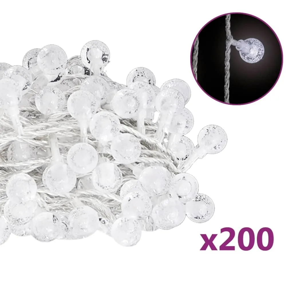 Catena Luminosa 200 LED 20 Metri Bianco Freddo 8 Funzioni IP44