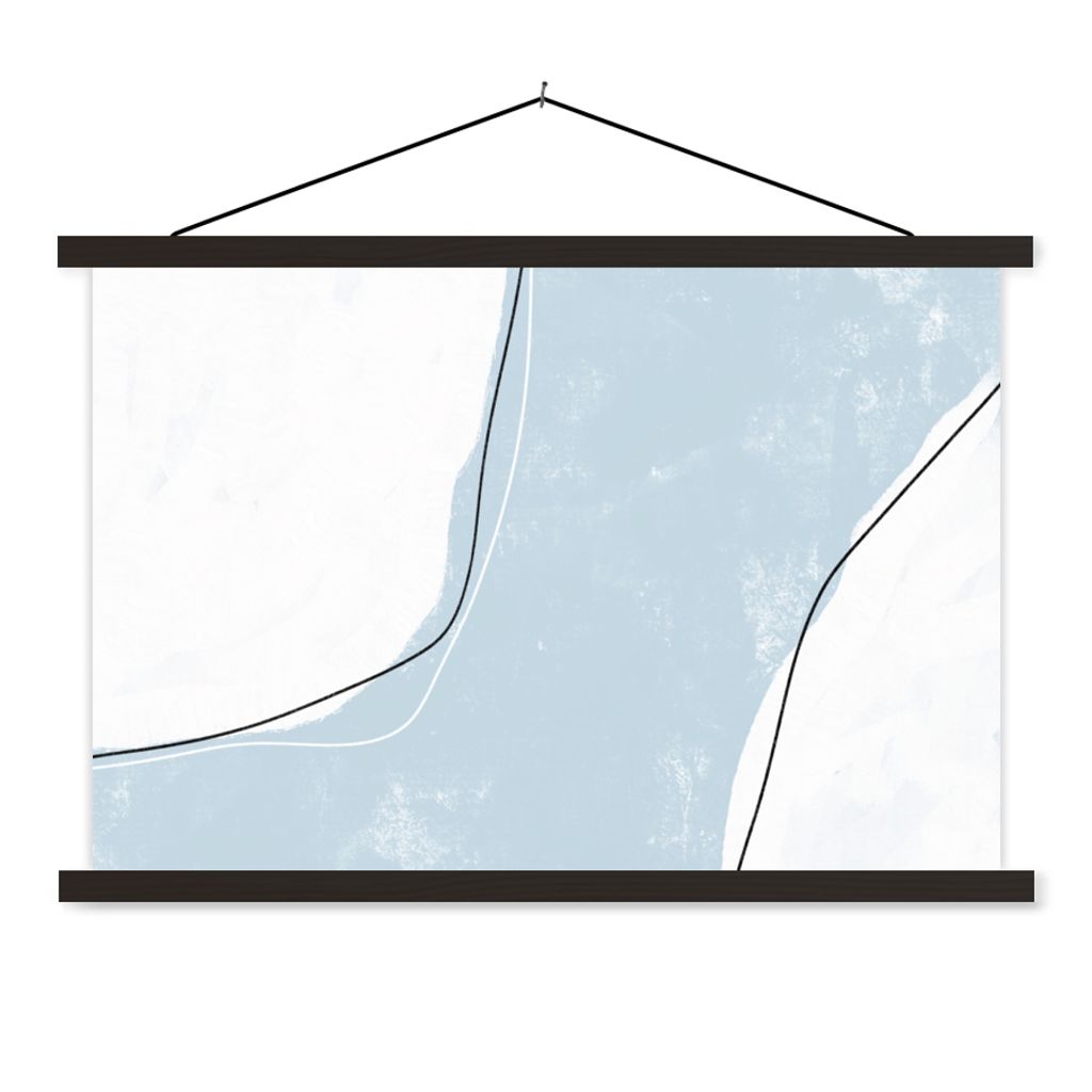 MuchoWow Textilposter Blau - Minimalismus - Abstrakt 150x100 cm mit schwarzem Rahmen - Schlafzimmer