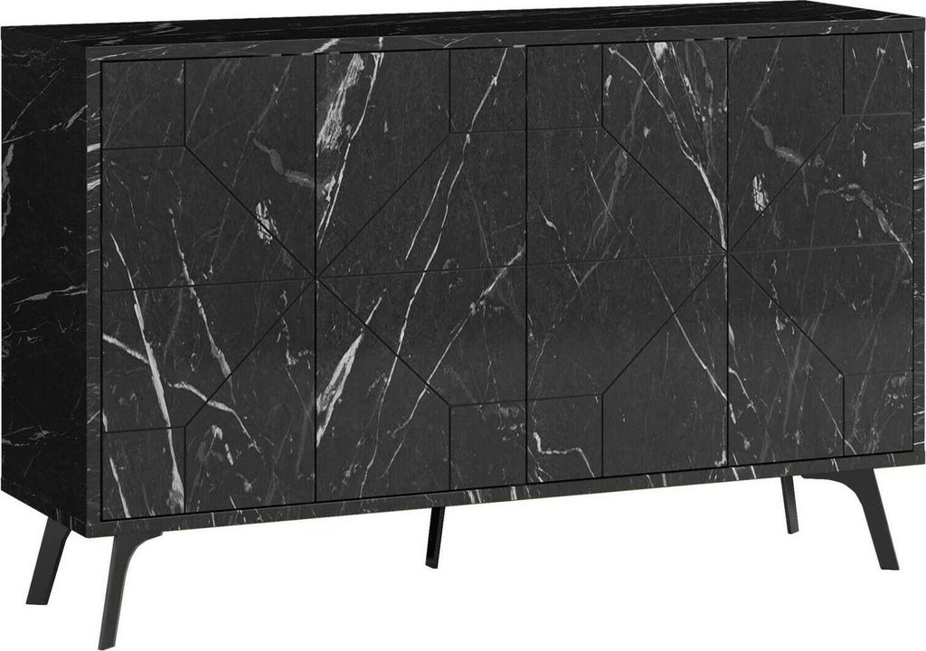 Kommode Chiron, Wohnzimmerbuffet, Wohnzimmer-Sideboard, Moderne Küchen-Speisekammer, 123x35 h77 cm, Grau