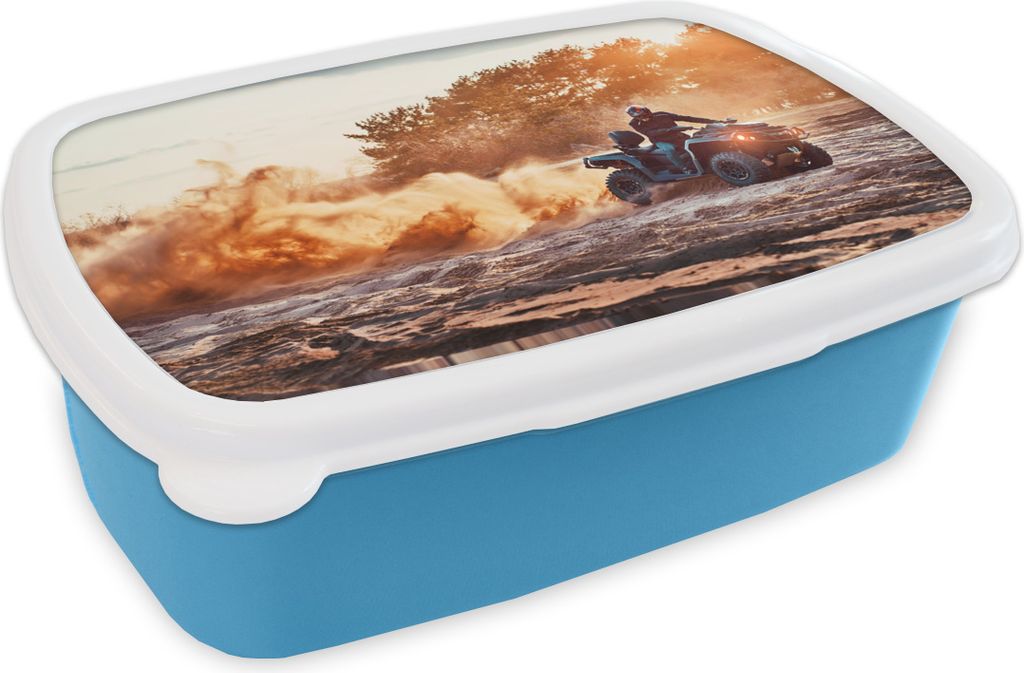 KitchenYeah Lunchbox Brotzeit Brotdose 17x11 cm Quad - Rennen - Sonne Kinder Brotzeitdose - Lunch - Kunststoff - Brotbüchse - Sandwichbox - Lun...