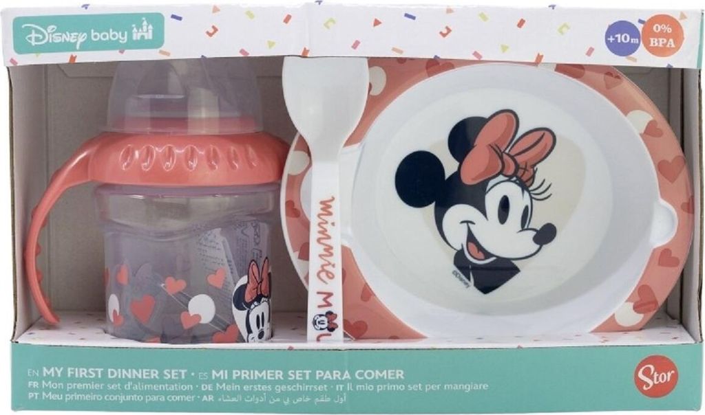 Minnie Mouse Baby Geschenkset 3-teilig Trinkbecher, Schale & Löffel