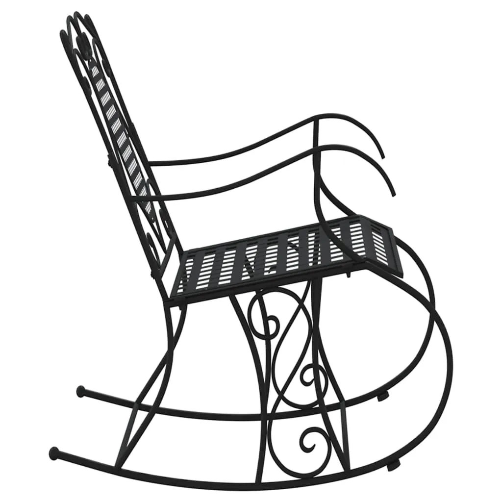Chaise à bascule en Acier Noir 84 cm - Structure Robuste et Confort Durable - 5