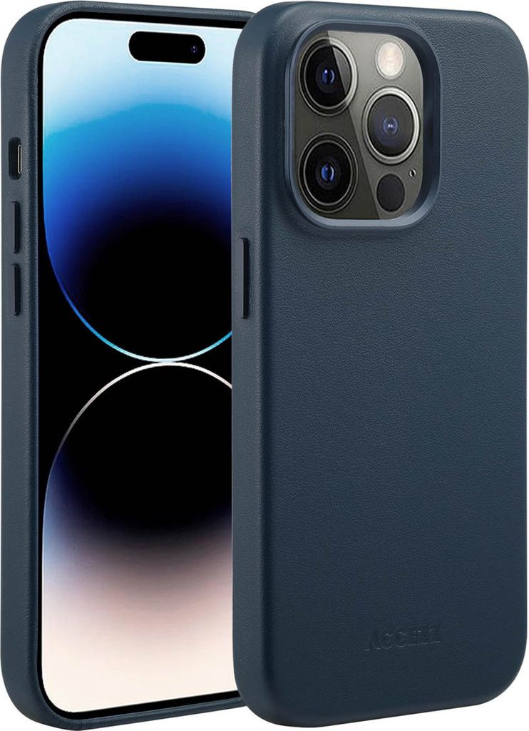 Accezz MagSafe Leather Backcover iPhone 14 Pro - Nightfall Blue