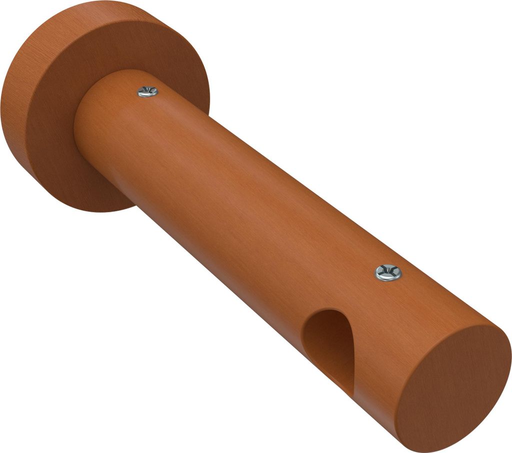 Interdeco Träger mit Abstand 12 cm / Wandhalterung für Gardinenstangen 16 mm Ø, 1-läufig Kirschbaum lackiert, Typ Adrian