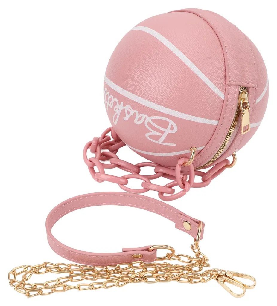 Sac à bandoulière ballon de basket rose en cuir PU pour femme et fille