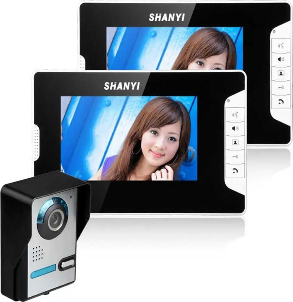 Sonnette Vidéo Kit Interphone Écran LCD 7 Pouces 2 Moniteurs Filaire UE