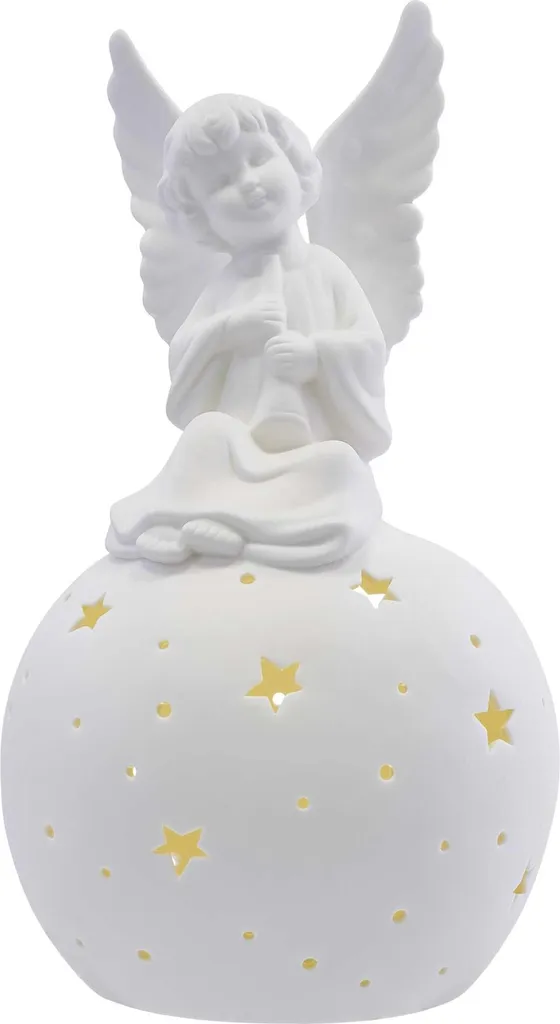 EMOS DCLW33 Ange LED en céramique 29 cm blanc chaud pour décoration