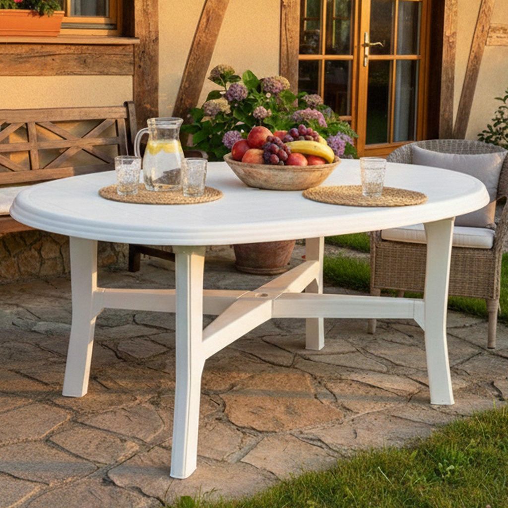 Simmsville - Tavolo da Esterno, 165x110x72h cm Bianco, 6 Immagine del prodotto 