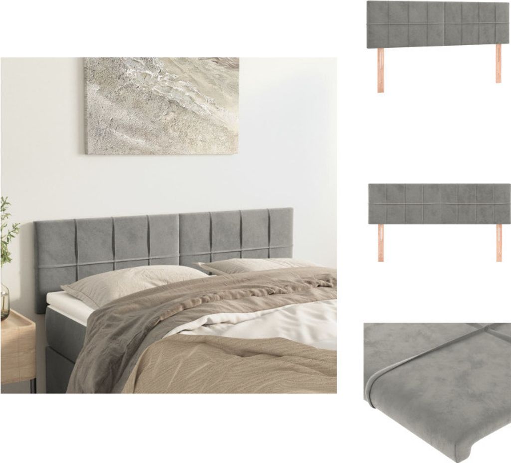 vidaXL Kopfteile 2 Stk. Hellgrau 72x5x78/88 cm Samt - Kopf- & Fußenden