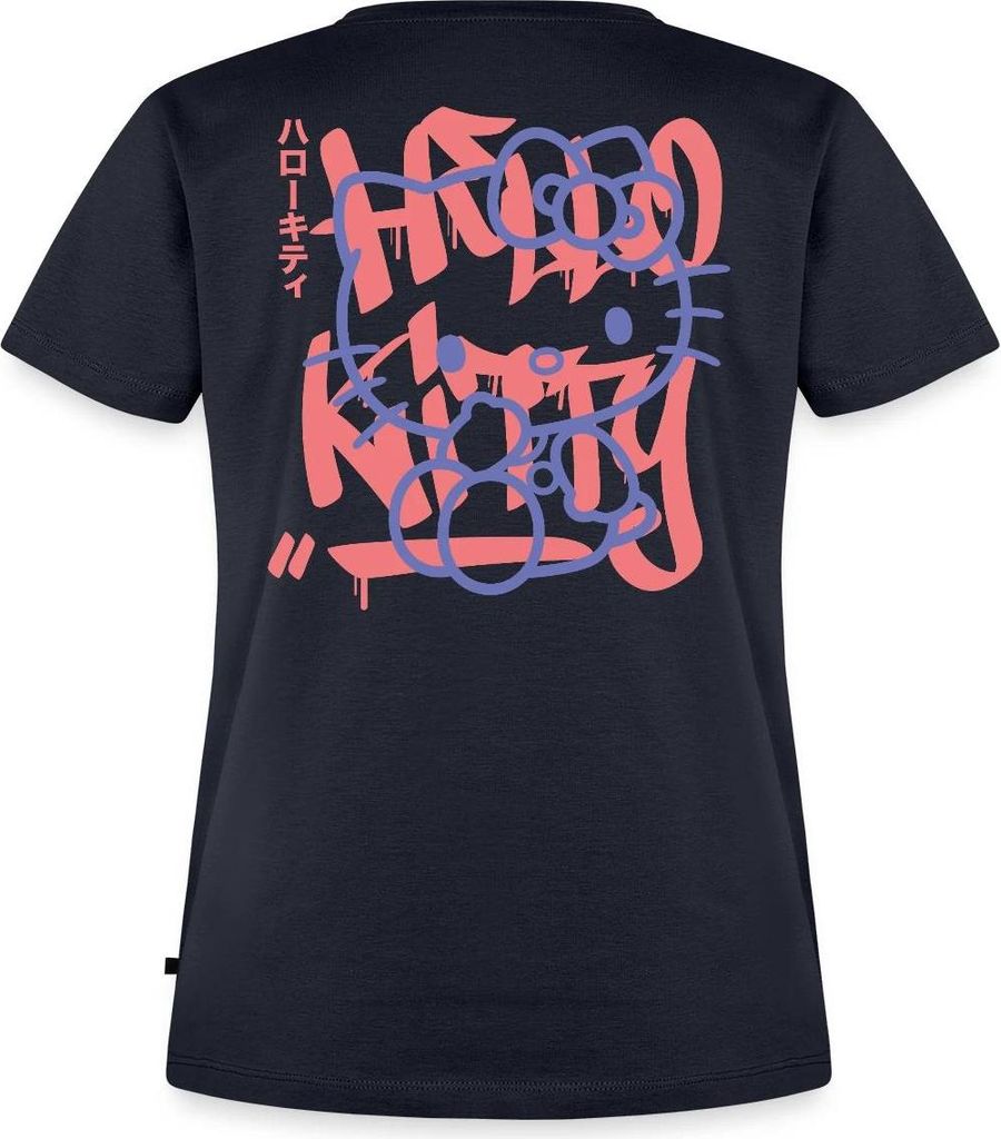 Spreadshirt Hello Kitty Mit Schriftzug Graffiti Stil Frauen Premium T-Shirt, XS, Navy
