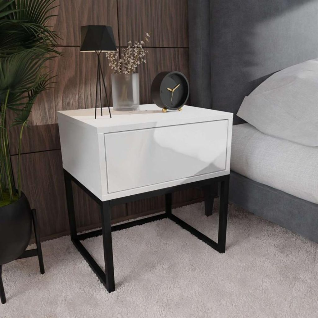 Nachttisch BLANCO LOFT weiß Hochglanz Produktbild 