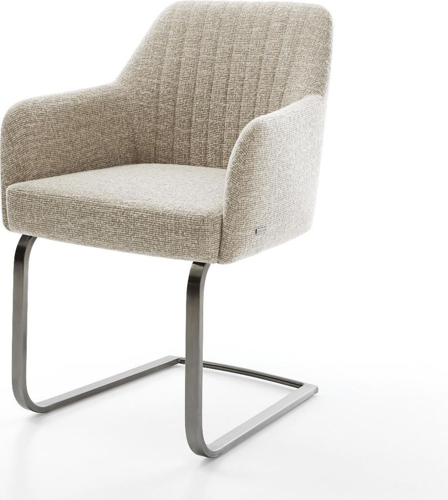 DELIFE Freischwinger Greg-Flex Webstoff Soft Beige Freischwinger flach Graphit Taschenfederkern