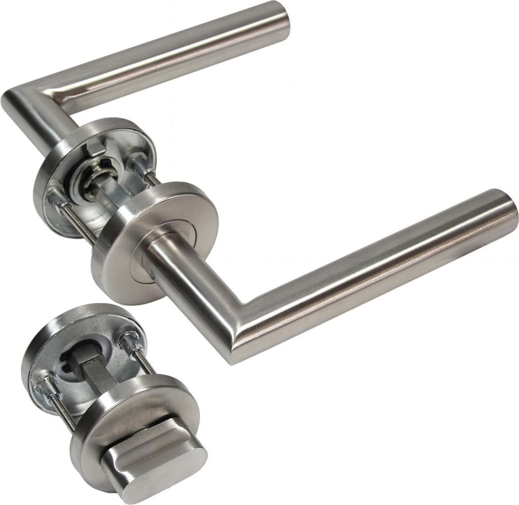 Edelstahl Türbeschlag Mo - New Steel - R WC Türdrücker Türgriffe Türklinke