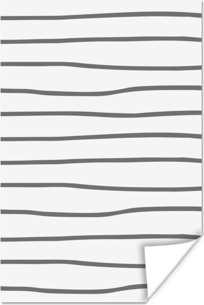 MuchoWow Poster Schwarz - Weiß - Einfach - Muster 40x60 cm - Plakate für die Wand - Poster Babyzimmer
