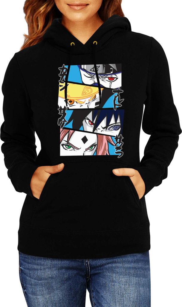 Damen Kapuzenpullover Naruto Team 7 05, Lady XL / Schwarz