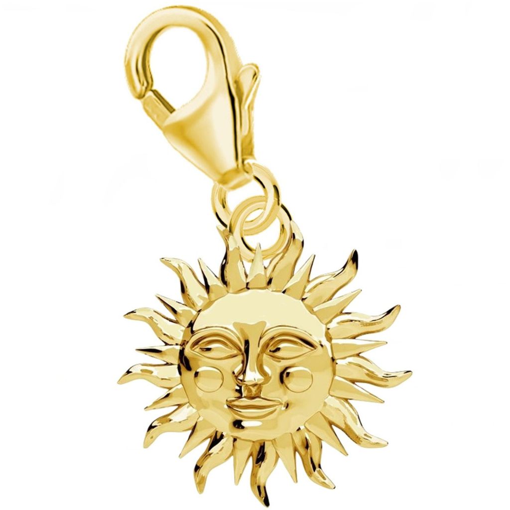 Goldene Sonne mit Gesicht Charm Anhänger der Glücksmomente

