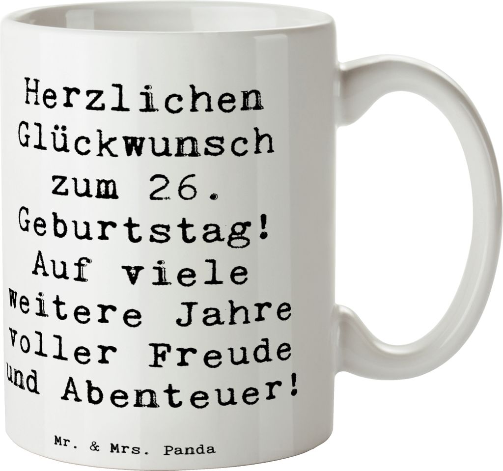 Mr. & Mrs. Panda Tasse Spruch 26. Geburtstag - Weiß - Geschenk, Jahr weiser, Becher, Gründe zum Feiern, älter, Kaffeetasse, Happy Birthday, Teeb...