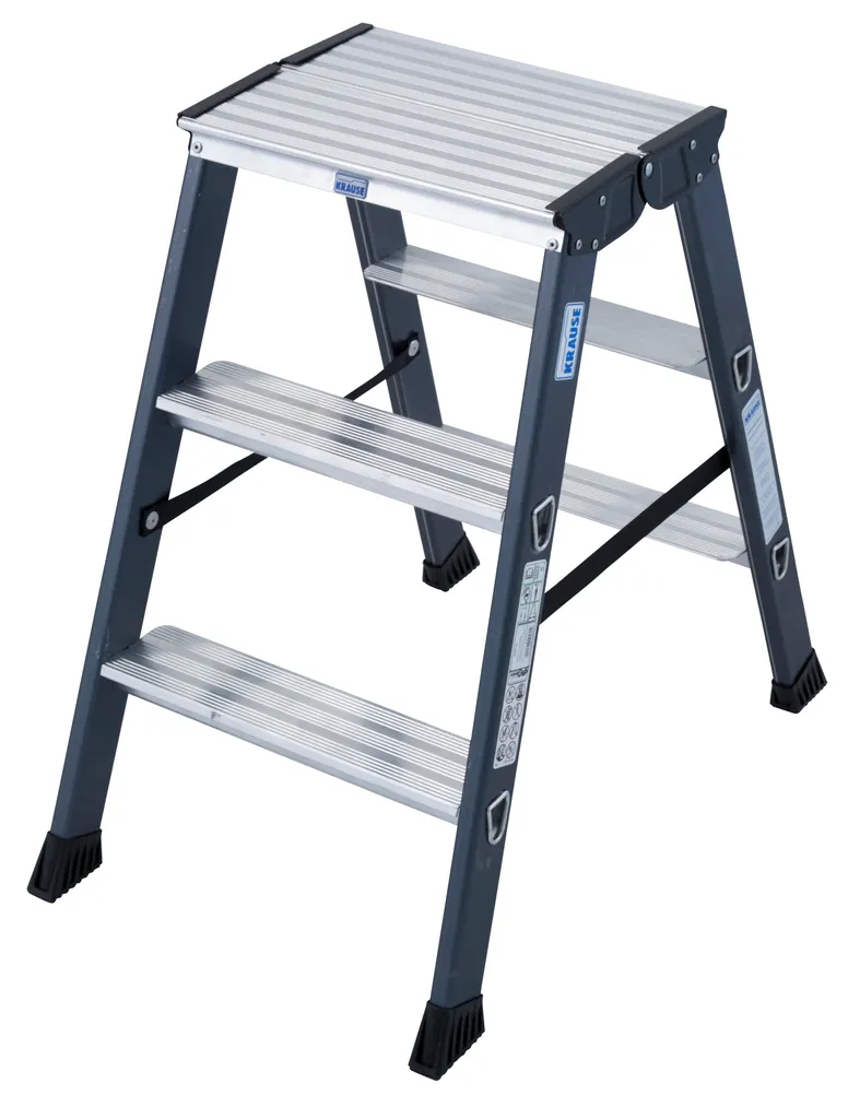 Escabeau double accès en aluminium anodisé KRAUSE SEPRO D 2x3 marches