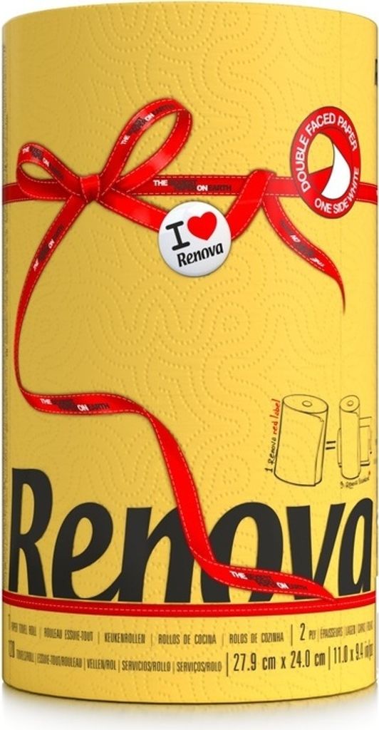 RENOVA Farbige bunte Küchenrolle / Haushaltsrolle - GELB Produktbild 