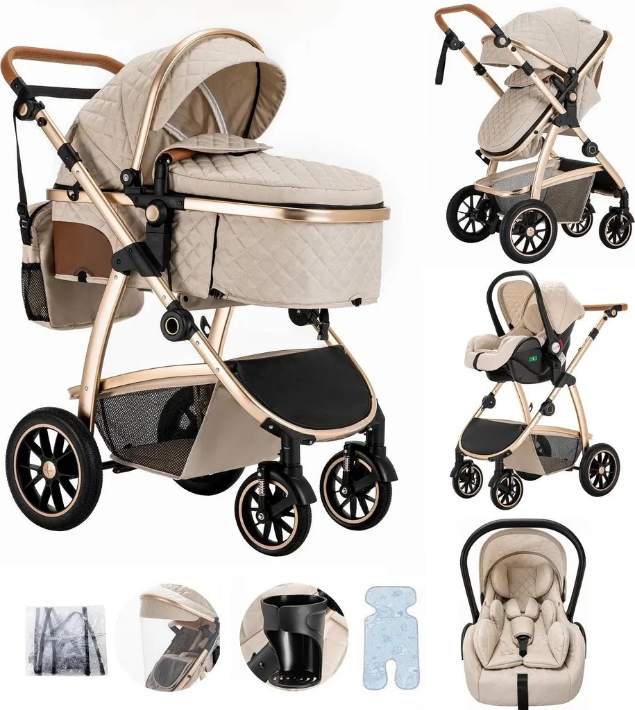 Poussette bébé grand confort SK20-BLANC avec système de pliage rapide