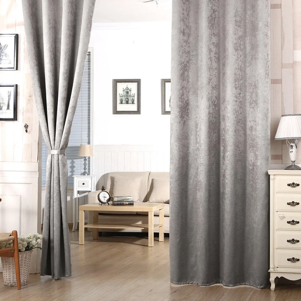 Set di tende Happyment Deluxe con volant - 2 pezzi - Grigio argento - 135x175 cm - Oscurante - Pesante - Con nastro plissettato - Velluto - Termico - Isolante