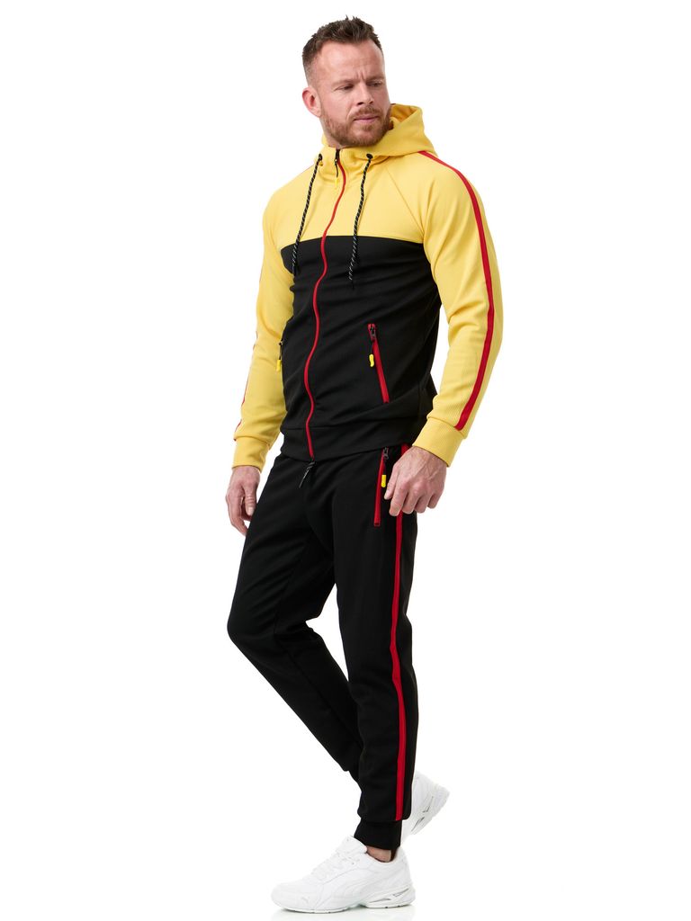 Herren Jogginganzug Freizeitanzug Sportlich 3750 Schwarz/Gelb XL