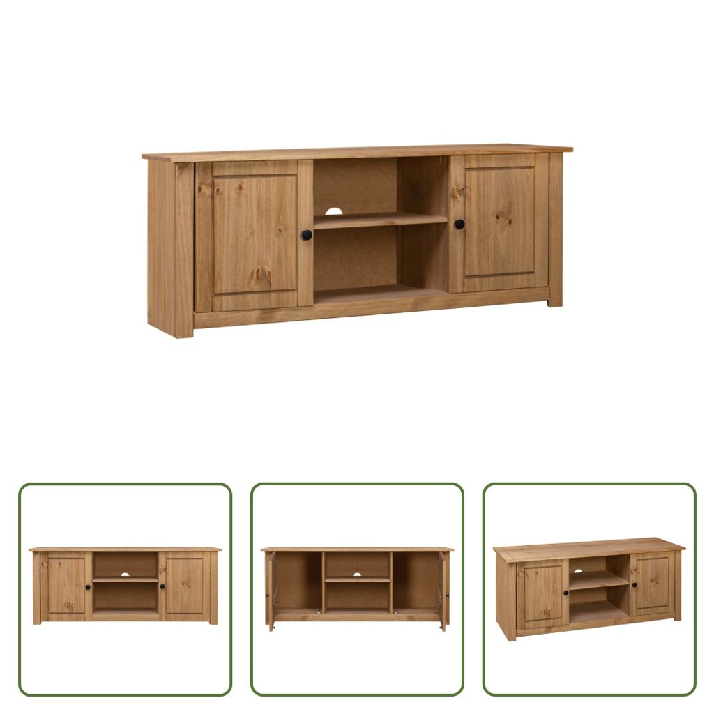 The Living Store TV-Schrank 120 x 40 x 50 cm Massivholz Panama-Kiefer