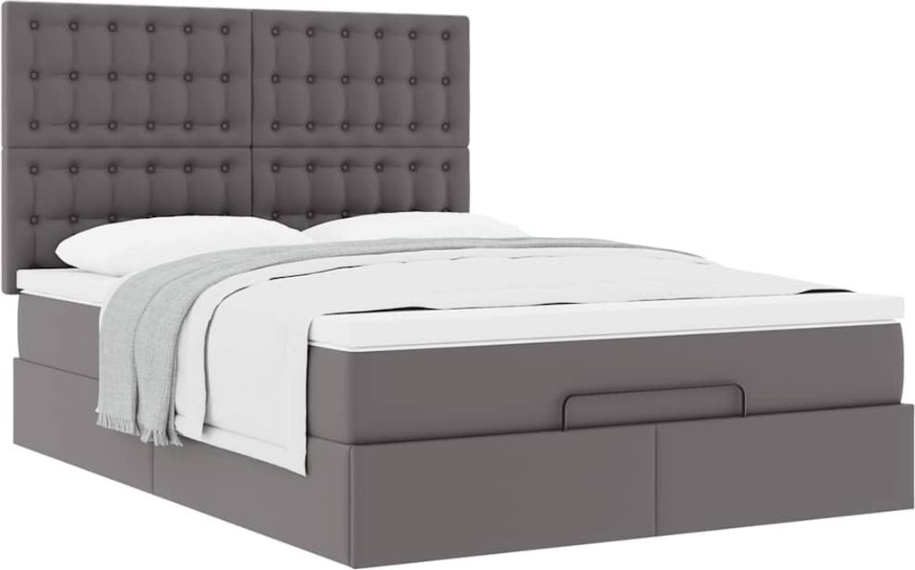 Maison Exclusive - Ottoman-Bett mit Matratze Grau 140x200 cm Kunstleder
