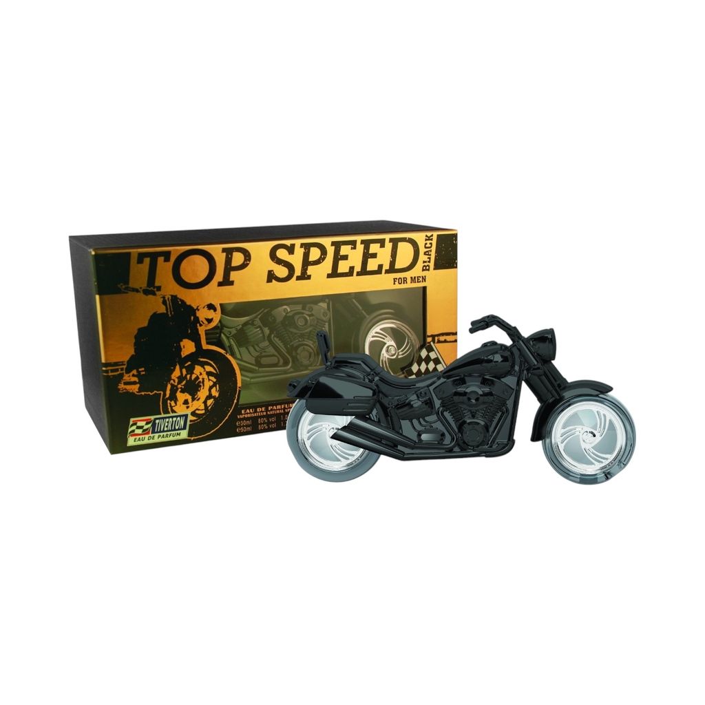 Perfüm in schwarzer Motorrad Form