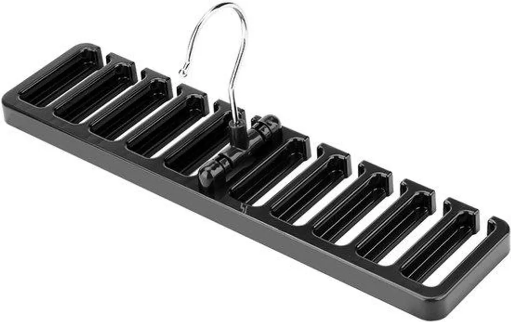 Organiseur ceintures et châles noir à 10 boucles pour penderie