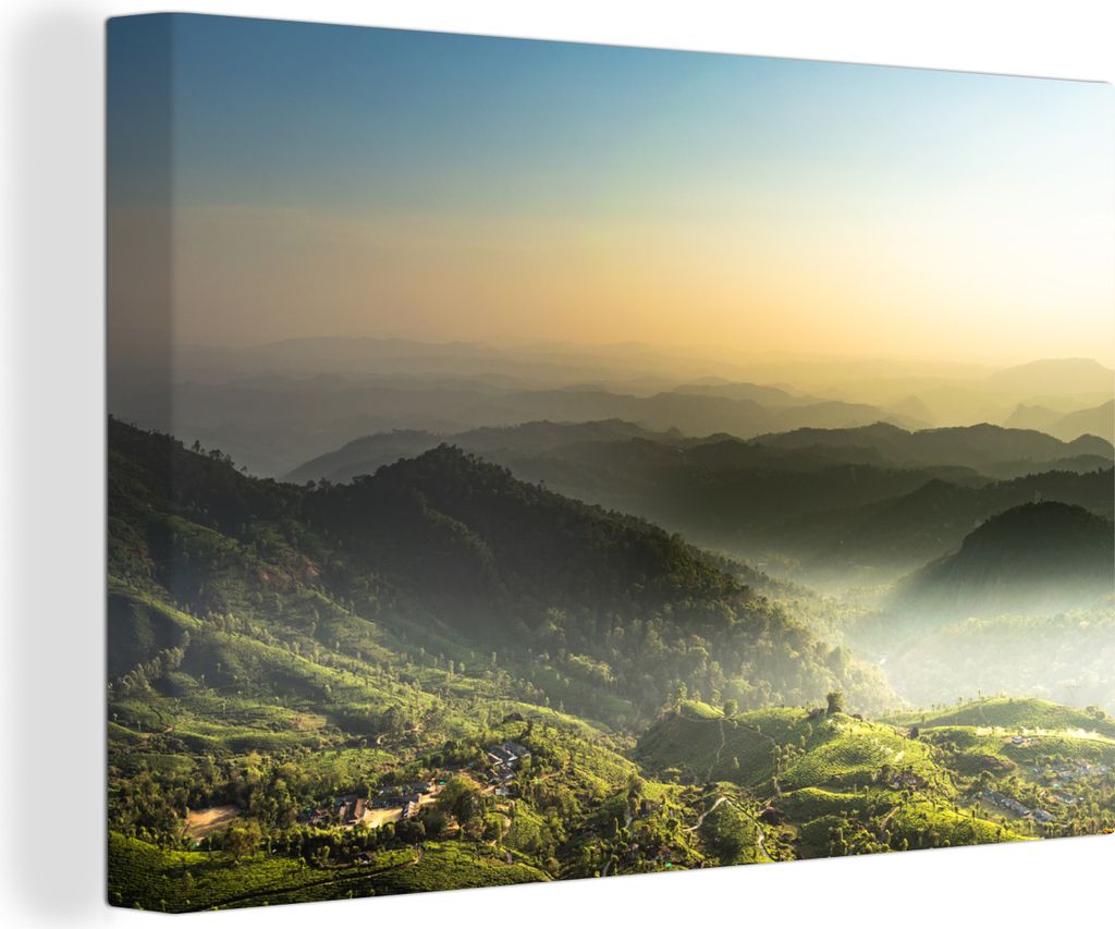OneMillionCanvasses - Leinwandbilder - 140x90 cm, Neblige Naturlandschaft, Wandbilder Kunstdruck Wanddekoration - Foto auf Leinwand - Gemälde au...