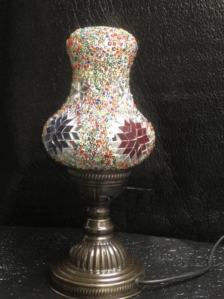 Lampe mosaïque poire faite main - Lampe de table turque artisanale 30cm