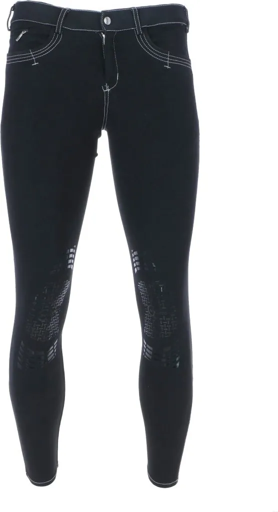 Culotte d'équitation Noire avec Coutures Claires et Grip Genoux Homme