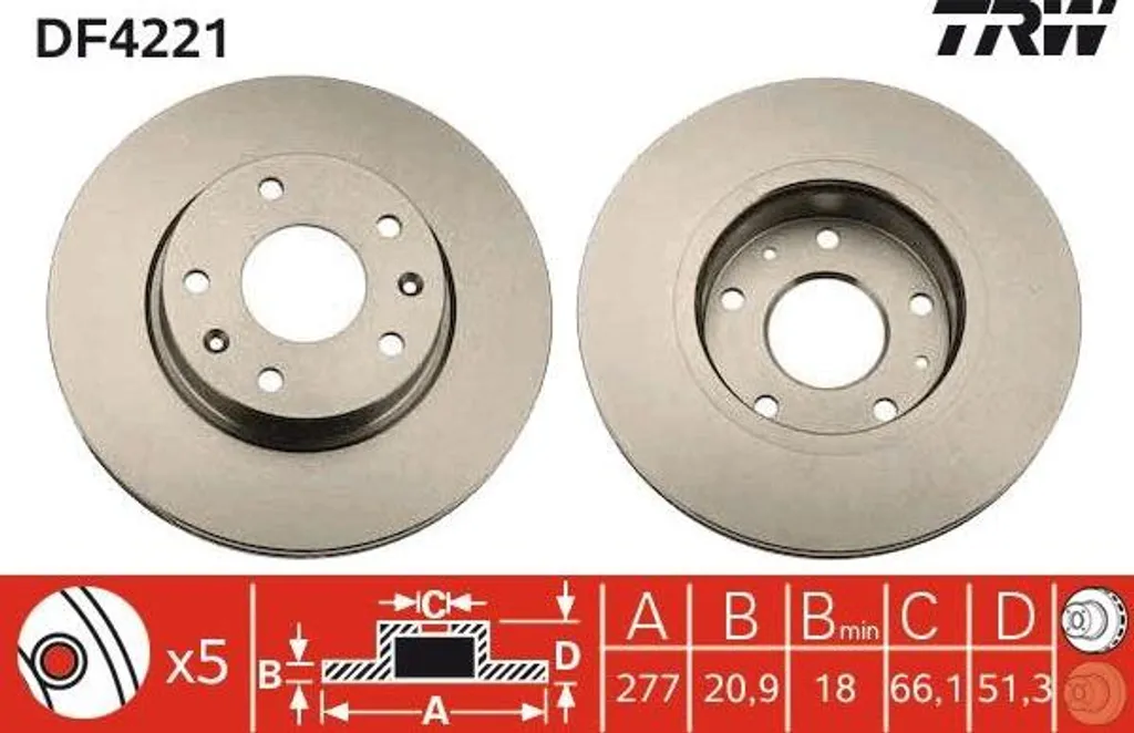 Disque de frein pour Freelander TRW DF4221 : Restaurez votre Freinage OE