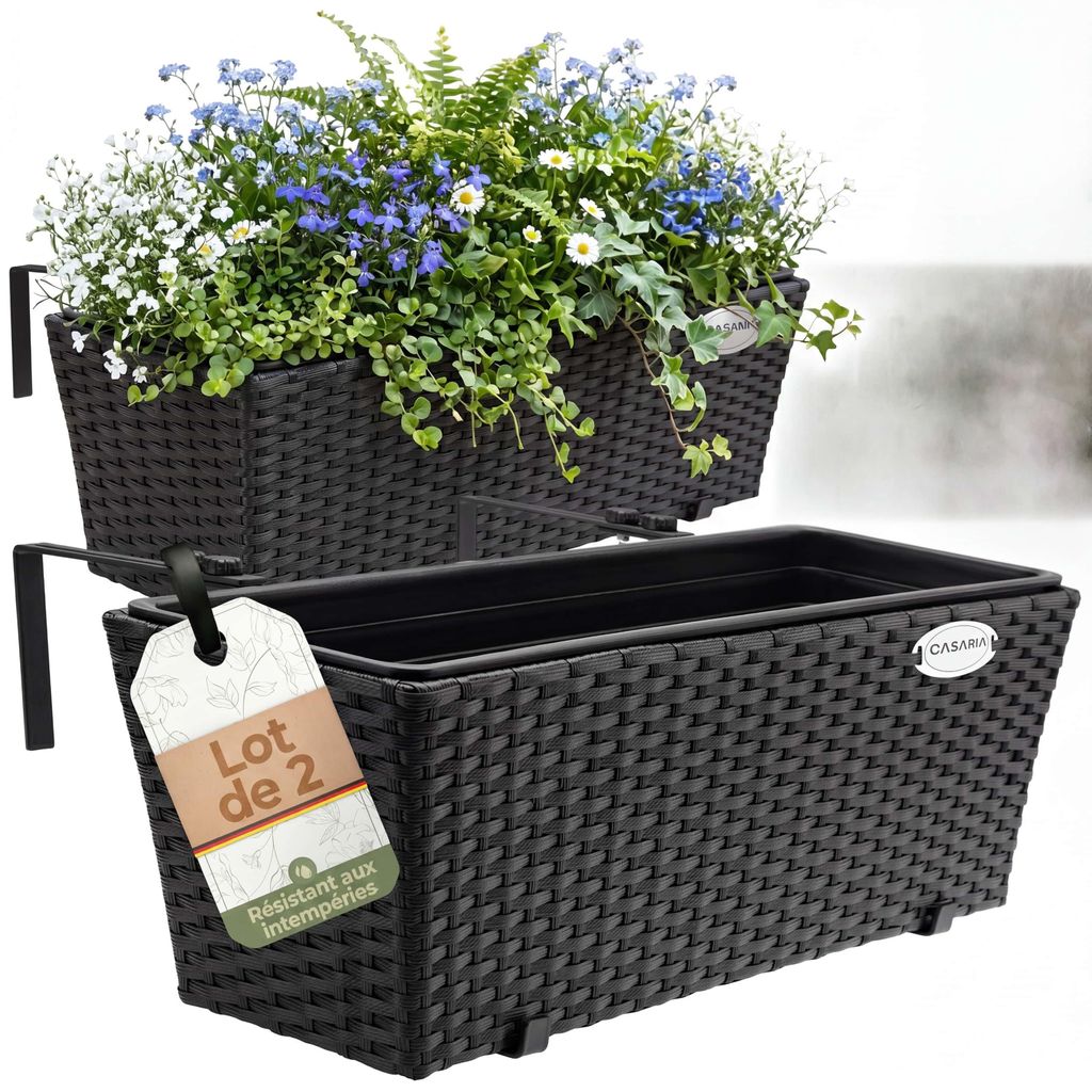 2x Bac à fleurs 11 litres support de montage intérieur Image du produit 