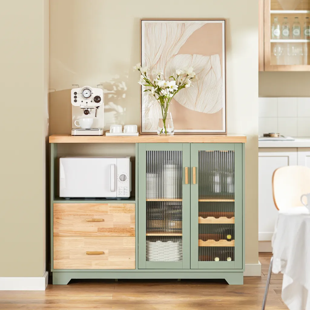 Meuble de cuisine gris pour micro-ondes et rangement SoBuy FSB81-GR