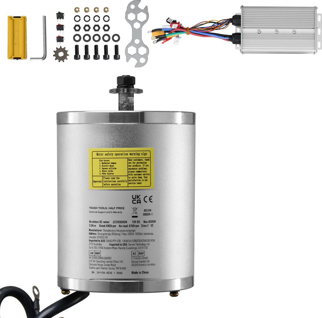 SucceBuy 72V 3000W bürstenloser Gleichstrommotor-Bausatz mit Drehzahlregler für Go-Karts, E-Bikes und Roller