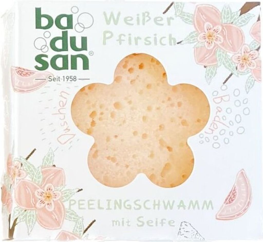 Peelingschwamm mit Seife Weißer Pfirsich Produktbild 
