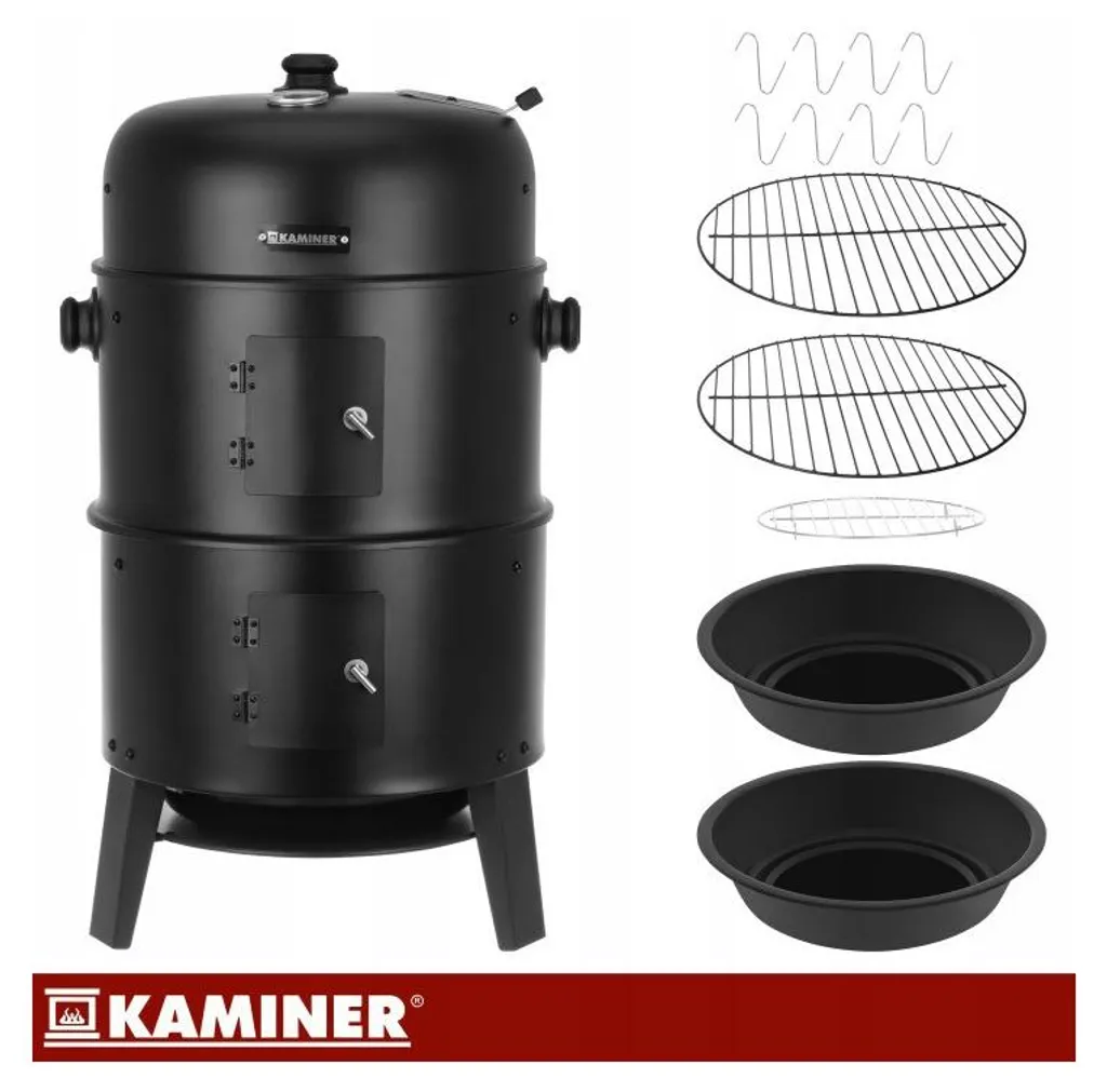Barbecue de jardin Kaminer avec couvercle compact 44 x 80 x 42 cm