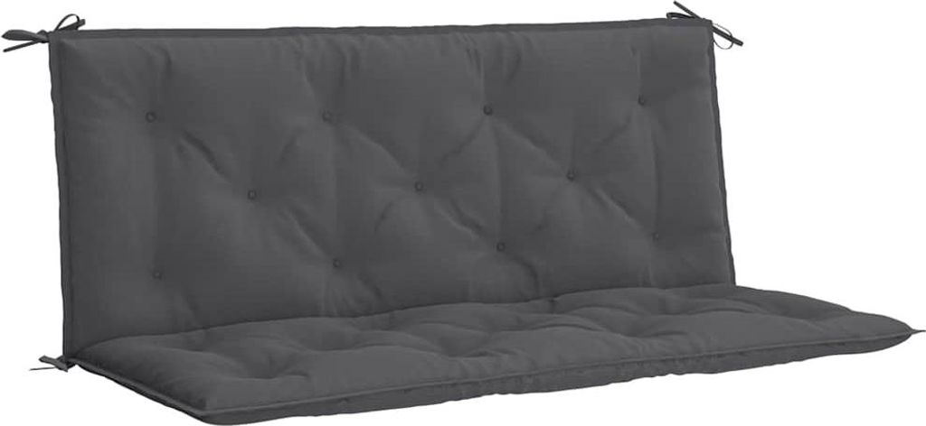 A dark gray bench cushion on a white background.