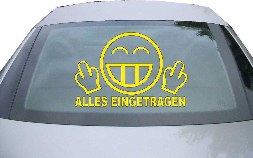 Indigos UG - Aufkleber Heckscheibe & Motorklappe DE2030 - gelb - 600x395 mm - Alles eingetragen - Auto Scheiben Fenster Heckklappe Tuning Racing JD...